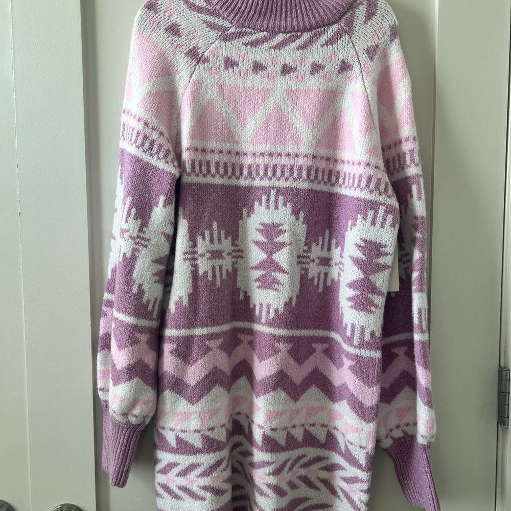 Francesca's Collections Pink and Purple Cowl Turtleneck Sweater